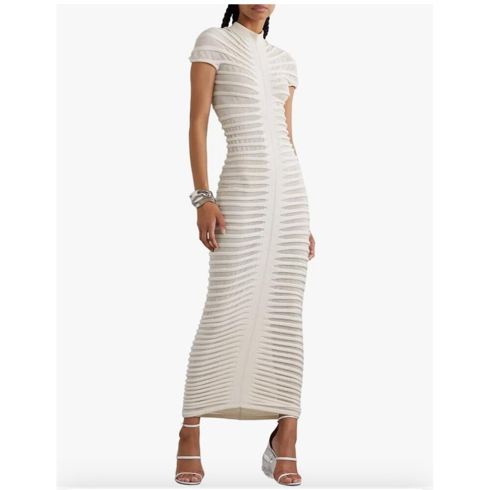 White Sweater Fitted Bodycon Maxi Dress
